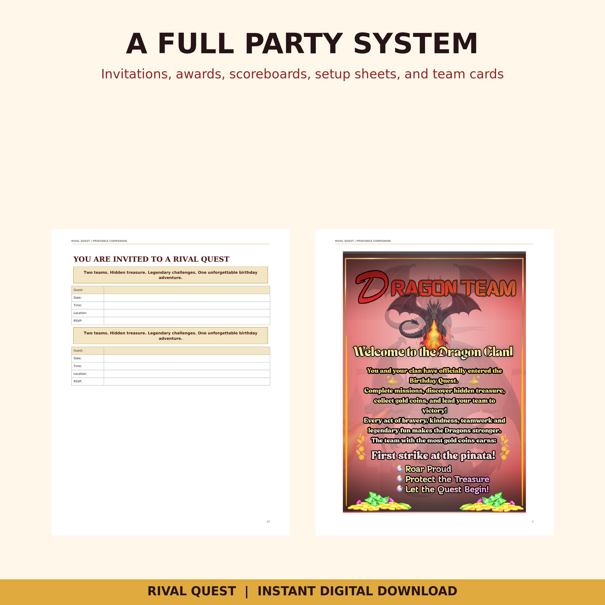 Rival Quest full printable party system preview