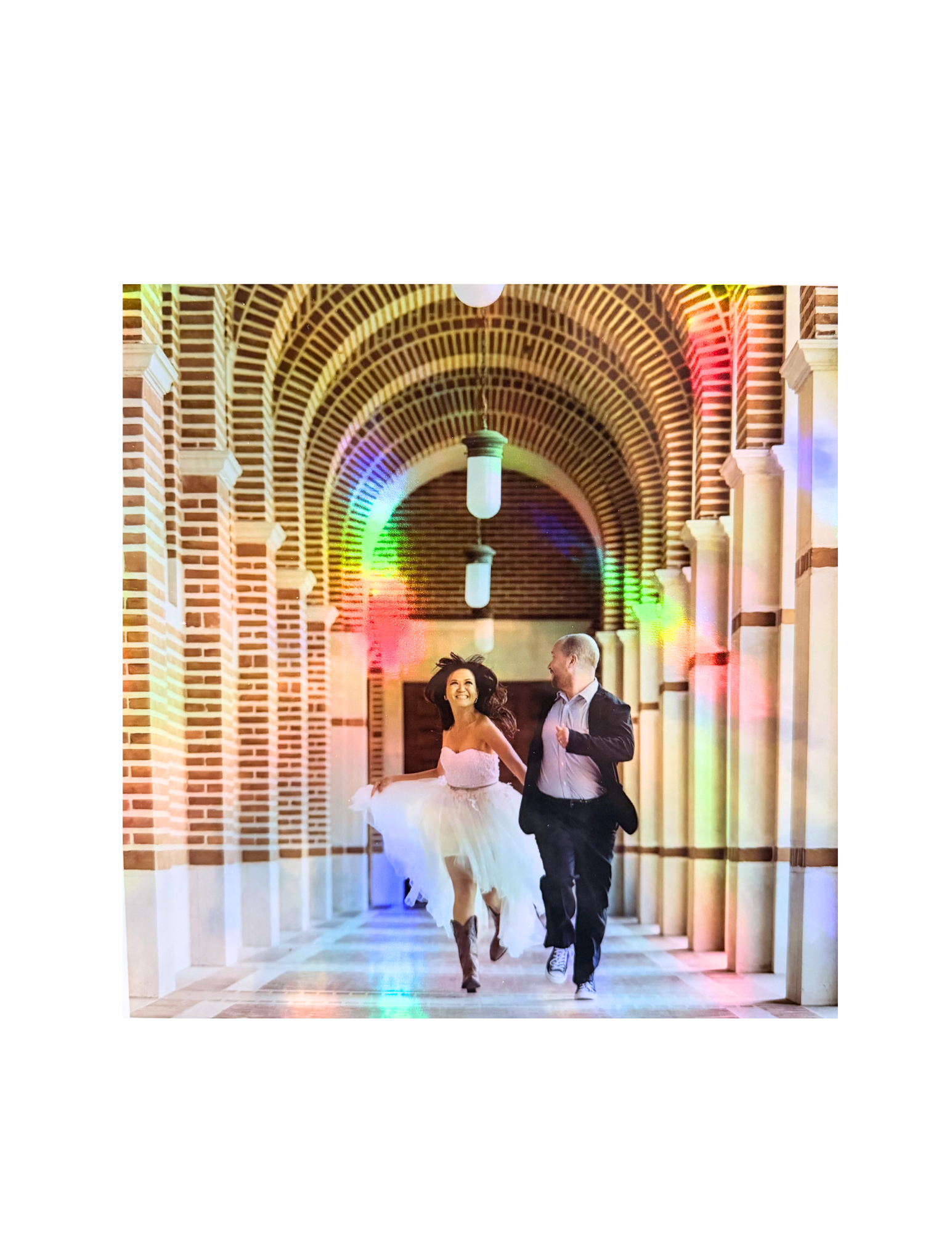 Wedding keepsake with holographic shimmer